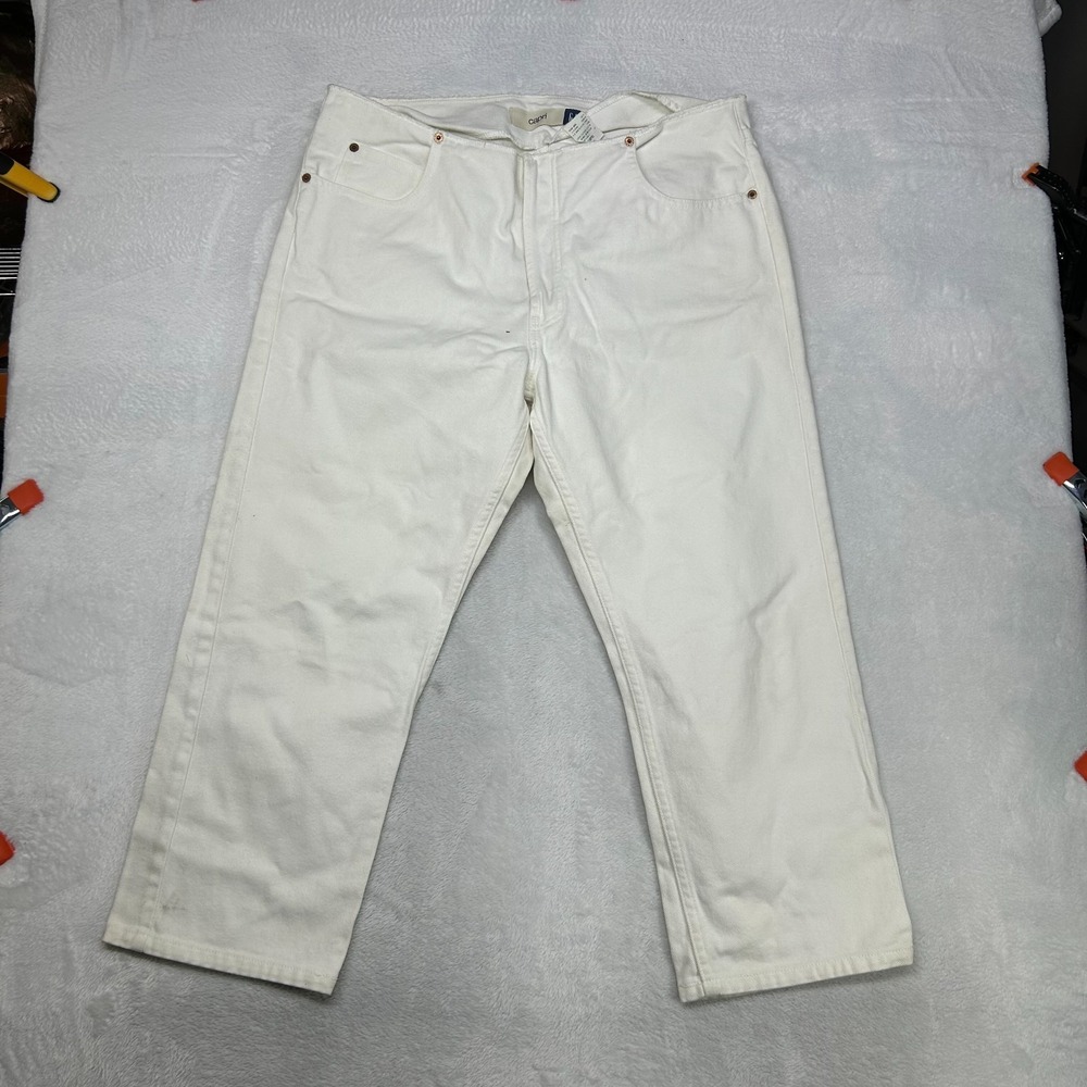 Gap Capri Jeans Women's 16 White Denim High Rise Relaxed Button Fly‎ - 35X24.5